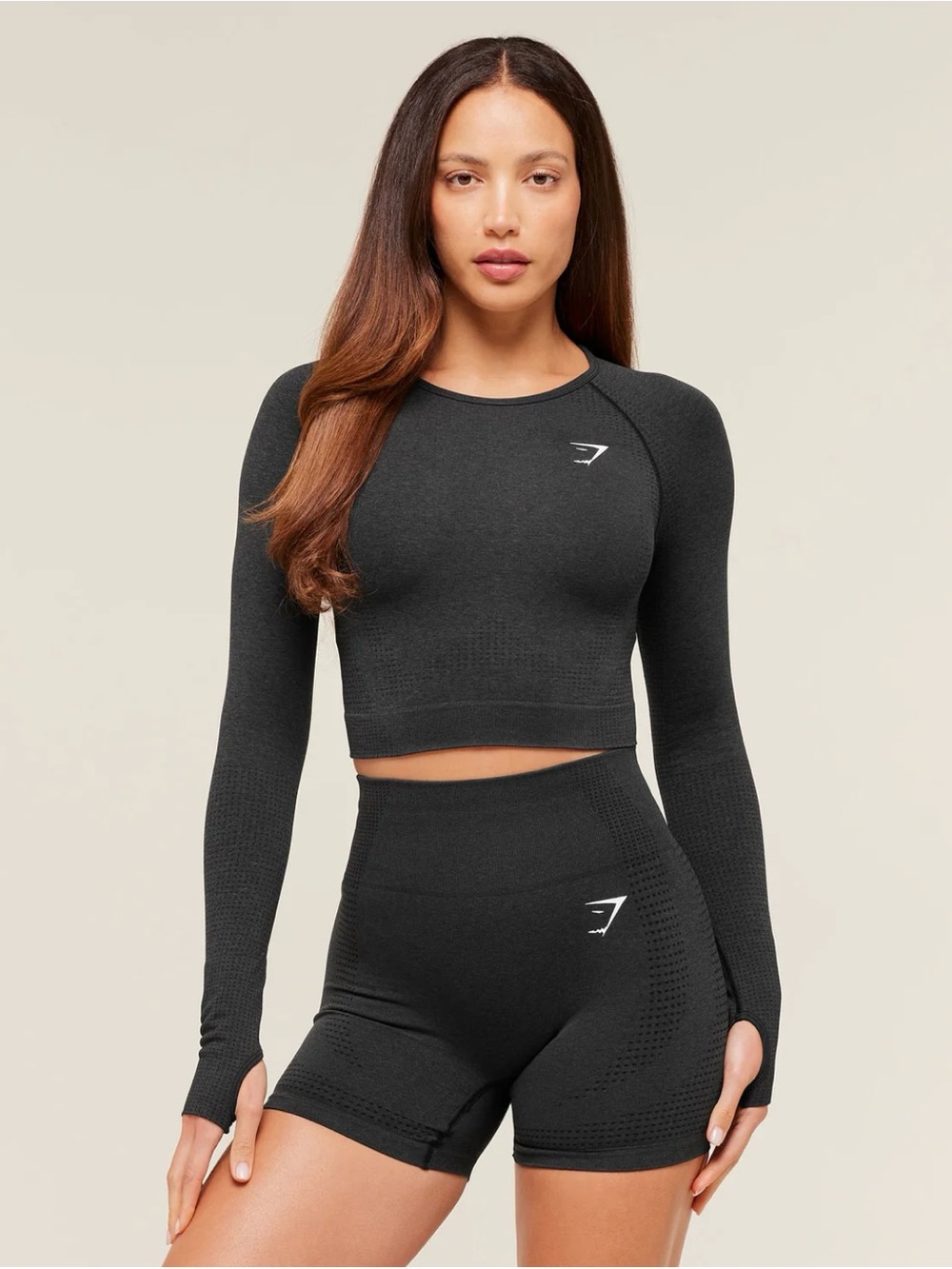 Gymshark Vital Crop Top- Black Marl Women’s Size Small
